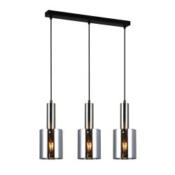 Sardo szklana lampa wisząca potrójna na listwie stal szara 61cm