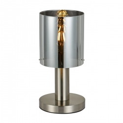 Sardo szklana lampa stołowa stal szara