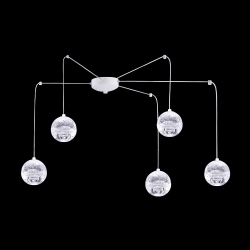 Nela lampa wisząca z pięcioma kloszami 11cm przezroczyste szkło wykończenie białe lub chrom Ramko 4000K