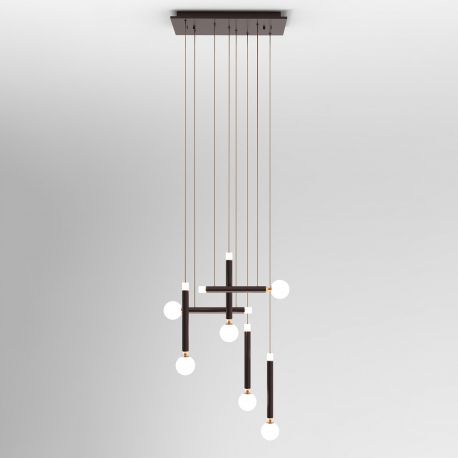 Laon LED lampa wisząca na prostokącie kawowa biała szkło 43x27cm Italux