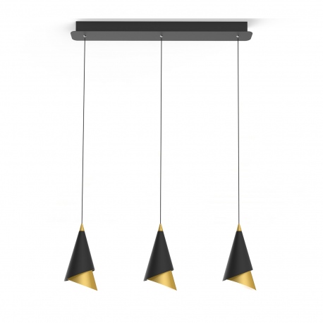 Raalto LED lampa wisząco na belce czarno złota 70cm Italux