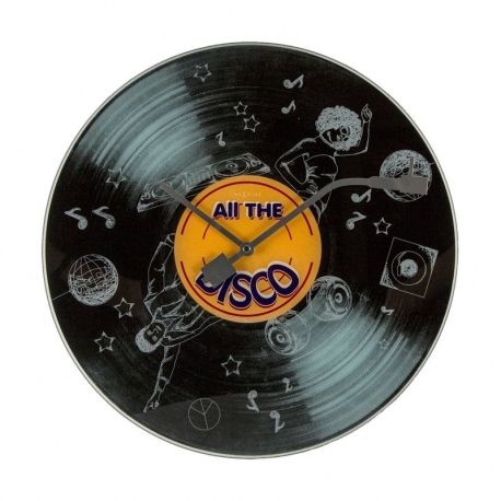 All the Disco zegar czarny szklany 43cm NeXtime