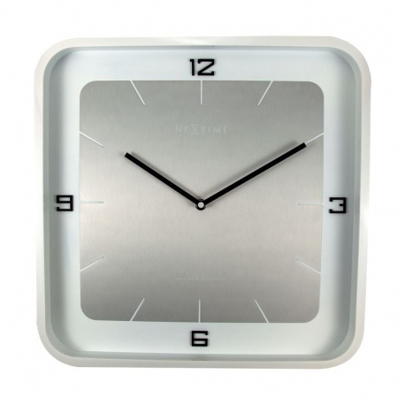 Square Wall zegar drewniany metal szkło 40x40cm NeXtime
