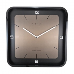 Square Wall zegar drewniany metal szkło 40x40cm