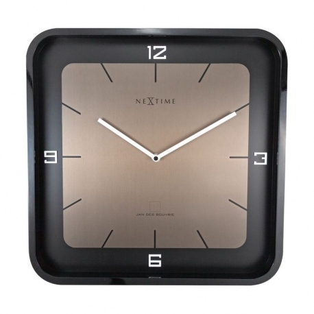 Square Wall zegar drewniany metal szkło 40x40cm NeXtime