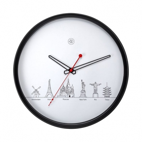 World Tour nXt zegar tworzywo czarno biały 30cm NeXtime