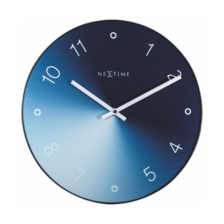 Gradient zegar szklany niebieski 40cm NeXtime
