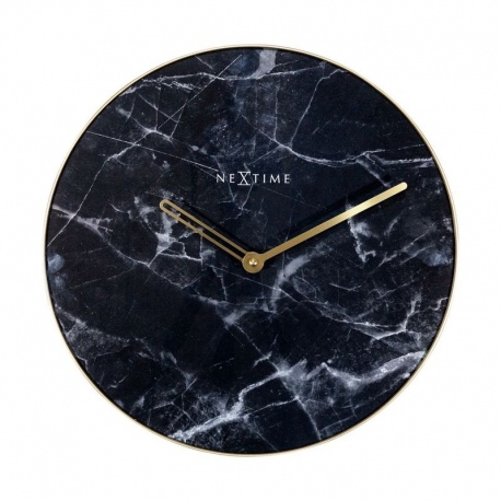 Marble zegar szkło marmurowe czarne 40cm NeXtime