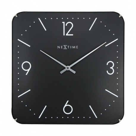 Basic Square Dome zegar czarny szklany 35x35cm NeXtime