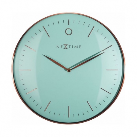 Glamour zegar metalowo szklany turkusowy złoty 40cm NeXtime