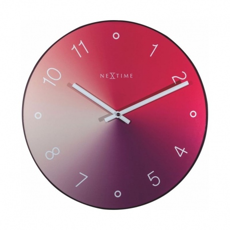 Gradient zegar czerwony szklany 40cm NeXtime