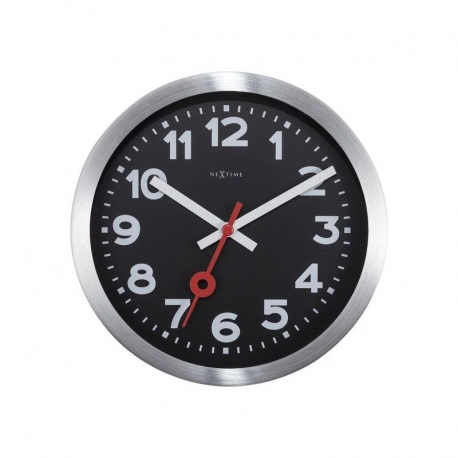 Station zegar aluminiowy czarny 19cm NeXtime