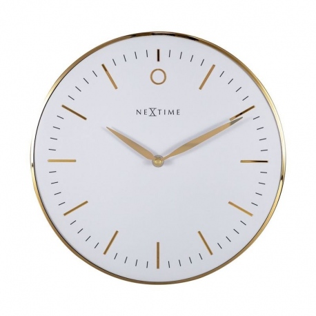 Small Glamour zegar biały złoty 30cm szklany NeXtime