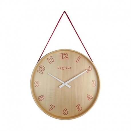 Loop Small zegar drewniany czerwony 26cm NeXtime