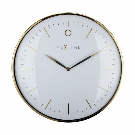 Glamour zegar szklany biały złoty 40cm NeXtime