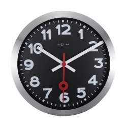 Station zegar czarny aluminium 35cm
