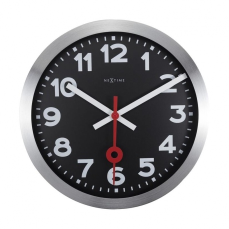 Station zegar czarny aluminium 35cm NeXtime