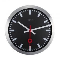 Station zegar czarny aluminium 35cm