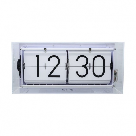 Big Flip Clear zegar przezroczysty tworzywo 16x36cm NeXtime