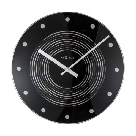 Concentric zegar szklany czarny 35cm NeXtime
