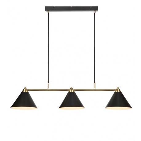 Klint lampa wisząca potrójna na listwie czarna mosiądz patyna 98cm Markslojd skandynawskie oświetlenie
