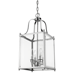 New York  lampa wisząca szklana chrom latarnia 28cm