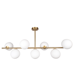 Cape Town lampa wisząca podłużna mosiężna białe szklane kule 110cm