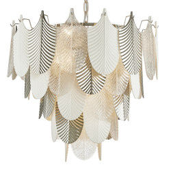 Palermo lampa wisząca boho pióra biała srebrna 76cm