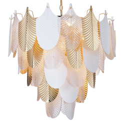 Palermo lampa wisząca boho pióra złota biała srebrna 76cm