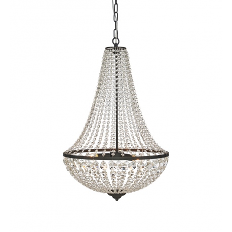 Gränsö lampa wisząca potrójna czarna kryształowa 50cm oświetlenie skandynawskie