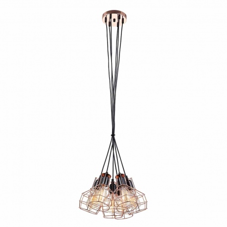 Perifo lampa wisząca druciana sześć kloszy miedziana Italux