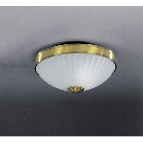 PL.3022 2 Mosieżny włoski plafon ze szklanym kloszem 30cm Reccagni Angelo