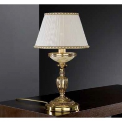 P.6522/P Lampa stołowa złota mosiężna z abażurem 22cm włoska