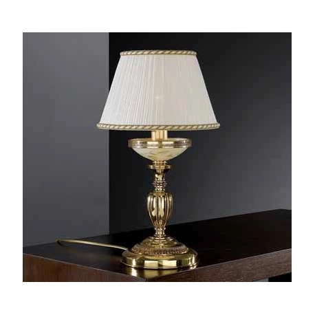 P.6522 P Lampa stołowa złota mosiężna z abażurem 22cm włoska Reccagni Angelo