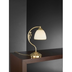 P.7105/P Lampa stołowa złota mosiężna ze szklanym kloszem włoska