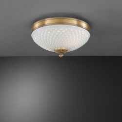 PL.8400/2 Plafon mosiężny włoski ze szklanym kloszem 30cm
