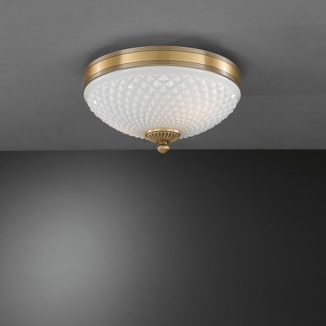 PL.8400 2 Plafon mosiężny włoski ze szklanym kloszem 30cm Reccagni Angelo