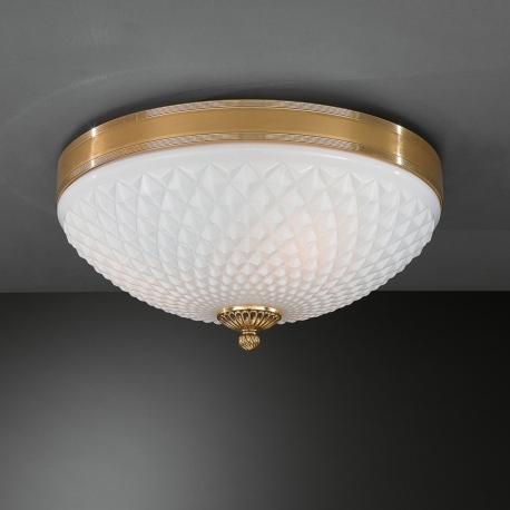 PL.8500 3 Plafon złoty włoski ze szklanym kloszem 40cm Reccagni Angelo