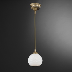 L.8600/14 Lampa wisząca mosiężna ze szklanym kloszem 14cm włoska