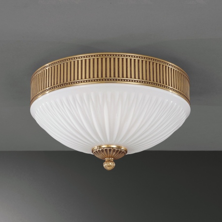 PL.9350 2 Plafon złoty mosiężny szklany 31cm włoski Reccagni Angelo