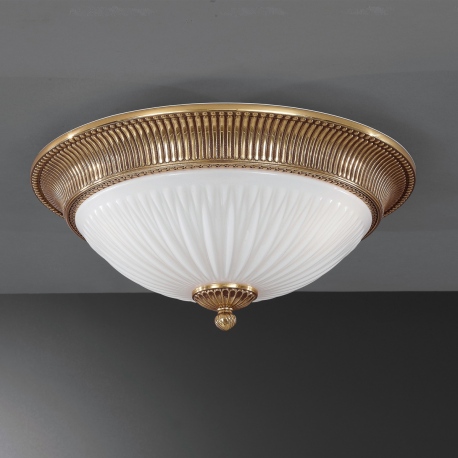 PL.9370 3 Plafon złoty mosiężny szklany 41cm włoski Reccagni Angelo