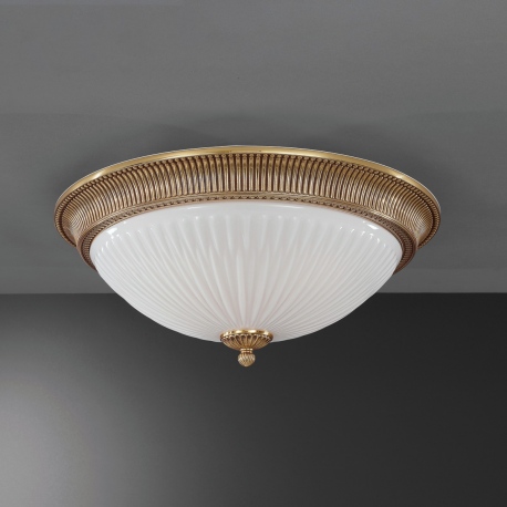 PL.9370 4 Plafon złoty mosiężny szklany 51cm włoski Reccagni Angelo