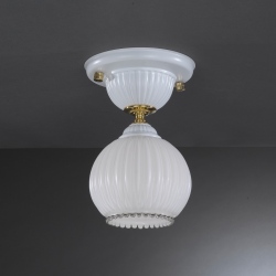 PL.9600/1 Plafon biały mosiężny szklany 14cm włoski