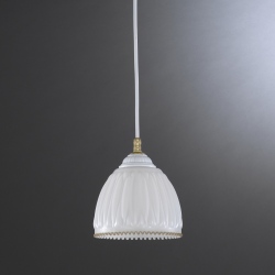 L.9601/14 Lampa wisząca biała mosiadz szklana włoska 14cm