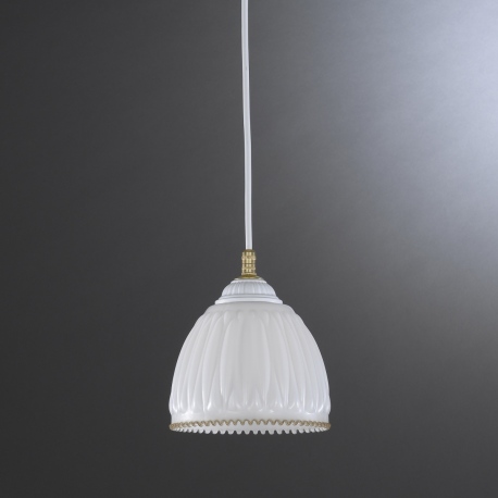 L.9601 14 Lampa wisząca biała mosiadz szklana włoska 14cm Reccagni Angelo
