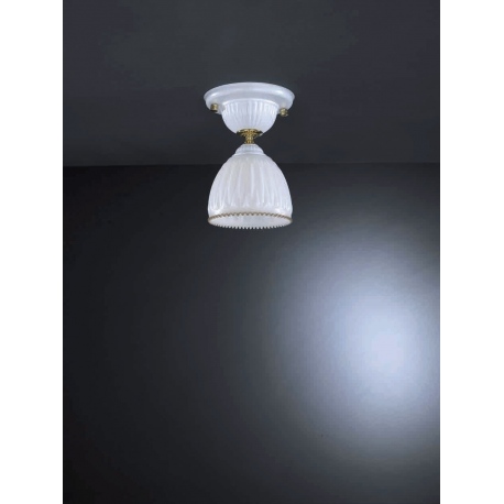 PL 9601 1 Plafon biały mosiężny szklany 15cm włoski Reccagni Angelo