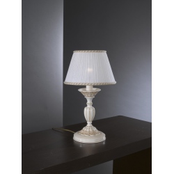 P.9660 P Lampa stołowa biała patyna z abażurem włoska mała