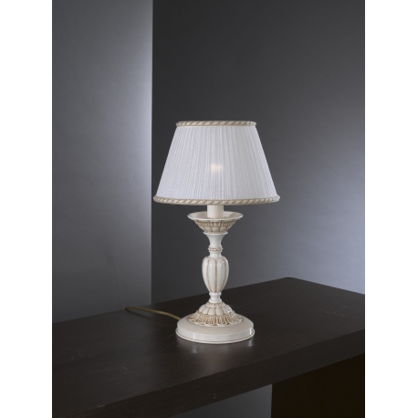 P.9660 P Lampa stołowa biała patyna z abażurem włoska mała Reccagni Angelo