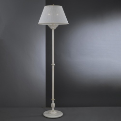PN.9660/2 Lampa podłogowa biała patyna z abażurem włoska