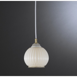 L.9670/14 Lampa wisząca biała patyna ze szklanym kloszem 14cm włoska